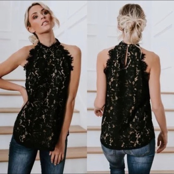 Floral Eyelash Lace Hollow Out Fully Lined Blouse - Picture 3 of 7